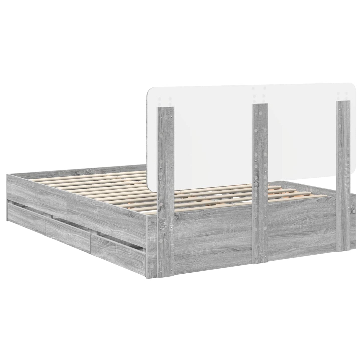 Struttura del letto con cassetto Grigio Sonoma 150 x 200 cm | homemem39