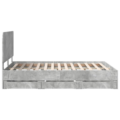 Struttura del letto con cassetto Grigio cemento 140 x 190 cm | homemem39