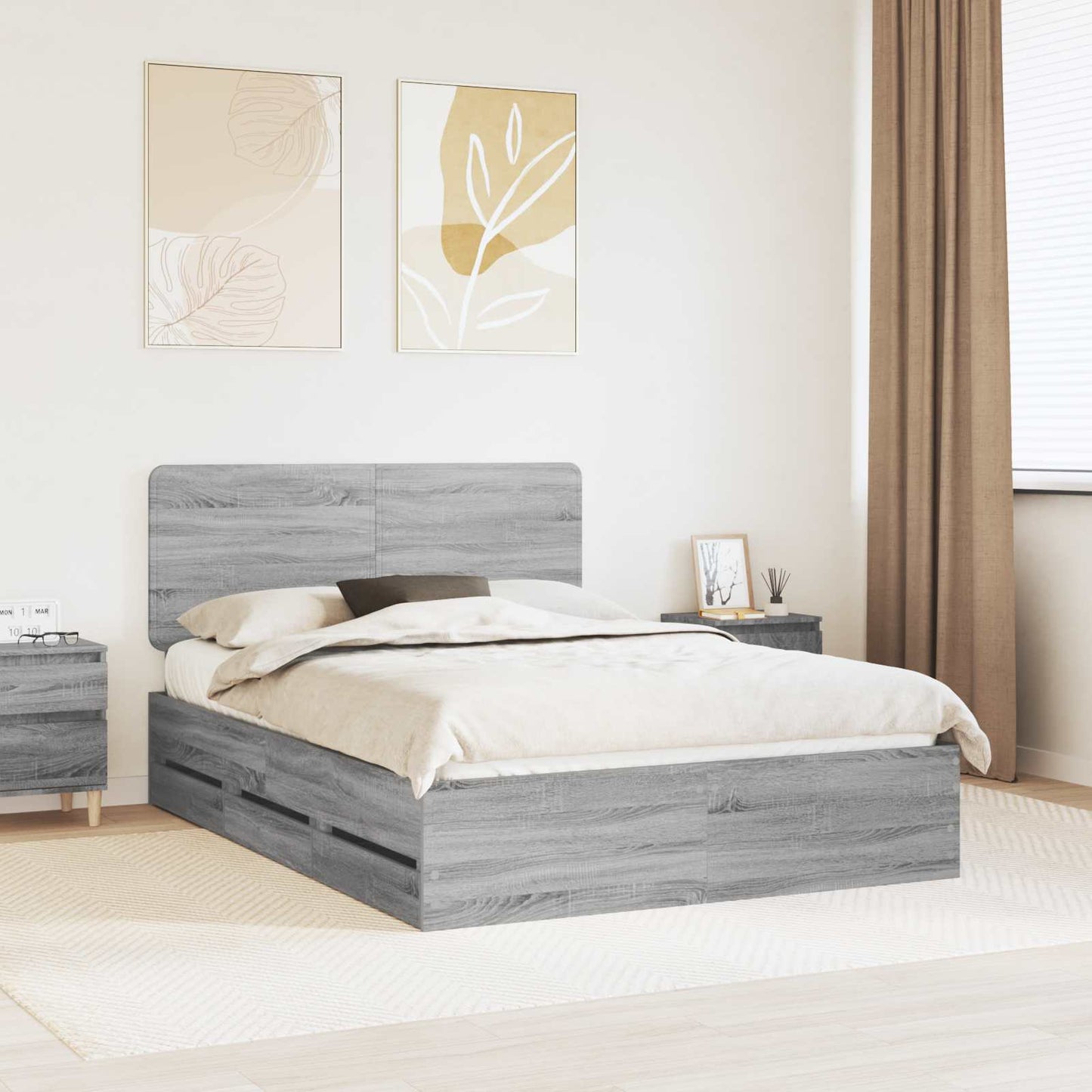 Struttura del letto con cassetto Grigio Sonoma 140 x 190 cm