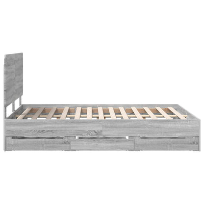 Struttura del letto con cassetto Grigio Sonoma 140 x 190 cm | homemem39