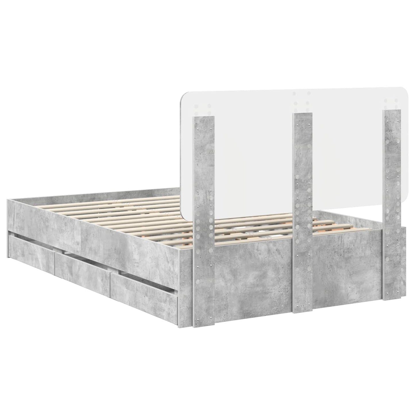 Struttura del letto con cassetto Grigio cemento 135 x 190 cm | homemem39