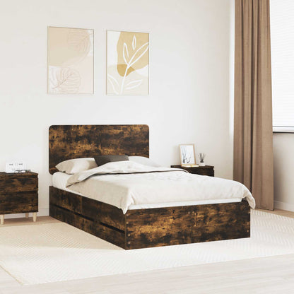 Struttura del letto con cassetto Rovere fumé 135 x 190 cm | homemem39