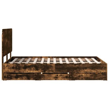 Struttura del letto con cassetto Rovere fumé 135 x 190 cm | homemem39