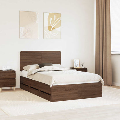 Struttura del letto con cassetto Rovere Marrone 135 x 190 cm | homemem39