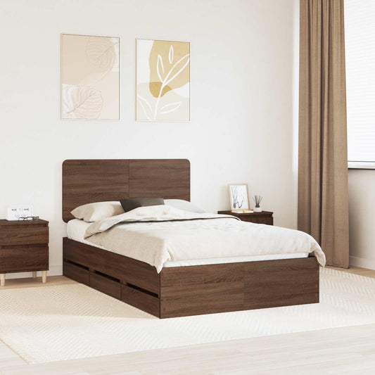 Struttura del letto con cassetto Rovere Marrone 135 x 190 cm | homemem39