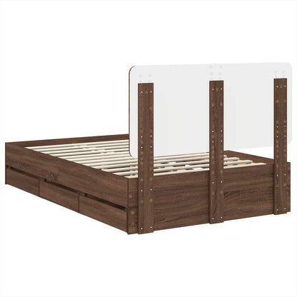 Struttura del letto con cassetto Rovere Marrone 135 x 190 cm | homemem39