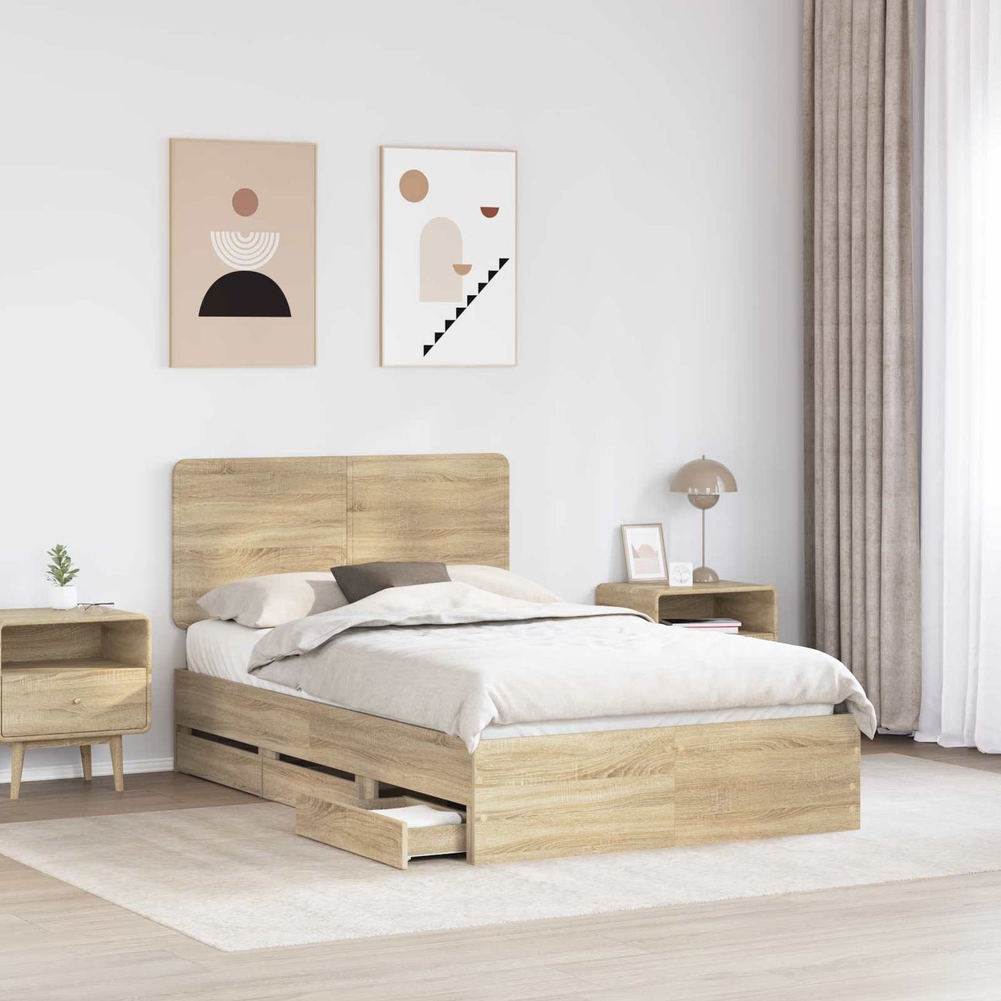Struttura del letto con cassetto Rovere Sonoma 120 x 200 cm