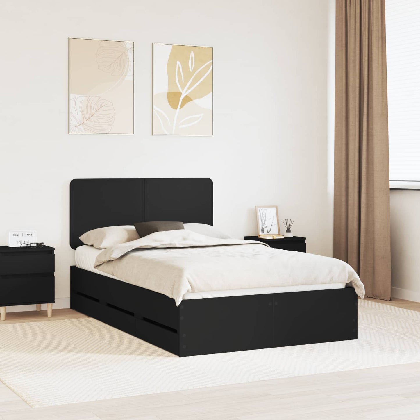 Struttura del letto Nero 120 x 190 cm Legno Ingegnerizzato | homemem39