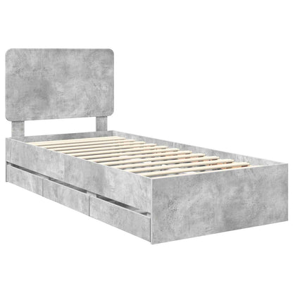 Struttura del letto con cassetto Grigio cemento 100 x 200 cm