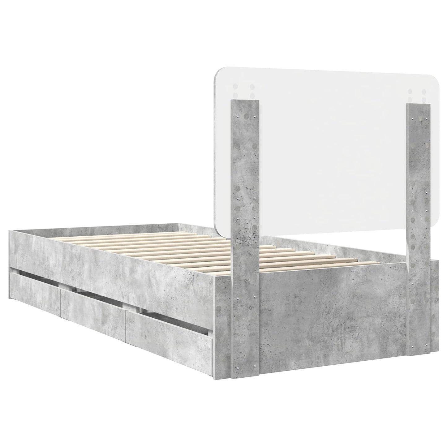 Struttura del letto con cassetto Grigio cemento 100 x 200 cm