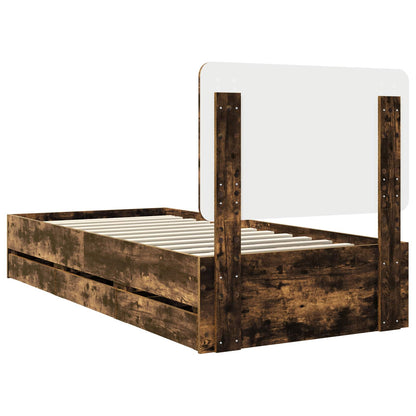 Struttura del letto con cassetto Rovere fumé 100 x 200 cm