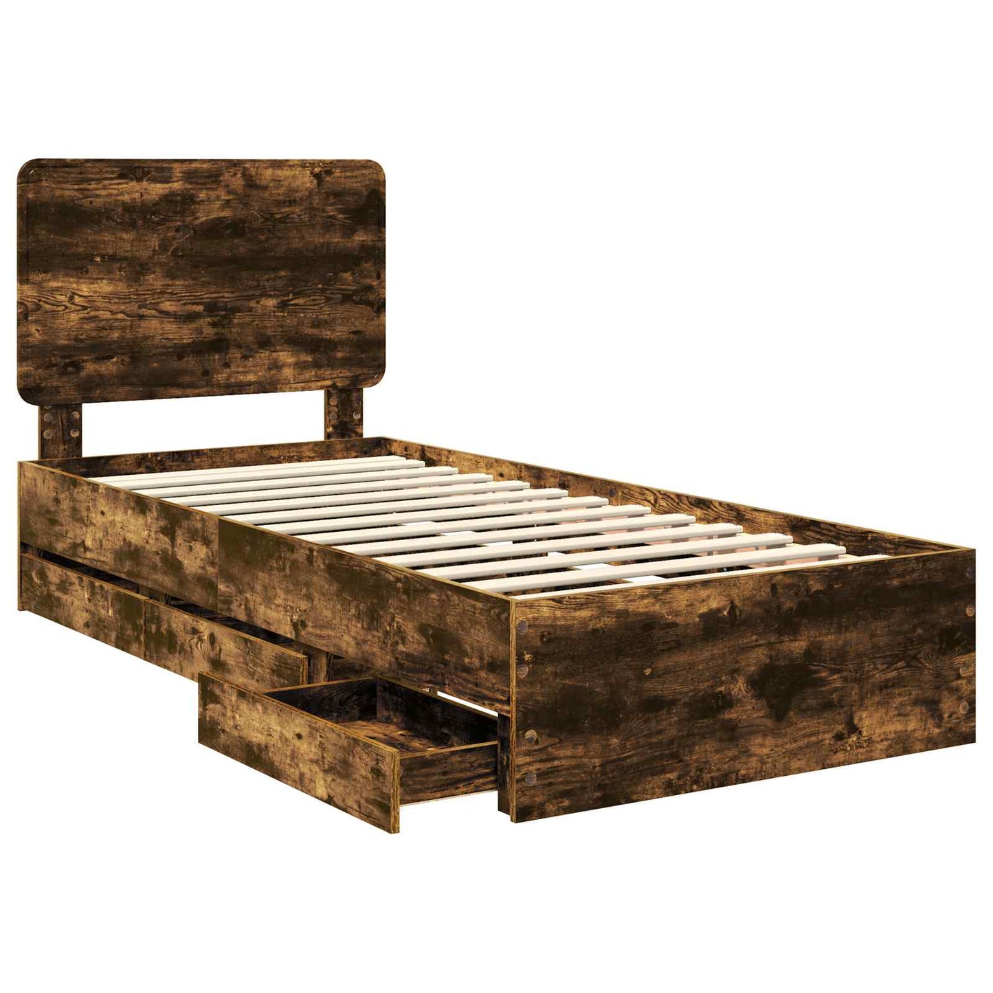 Struttura del letto con cassetto Rovere fumé 90 x 190 cm