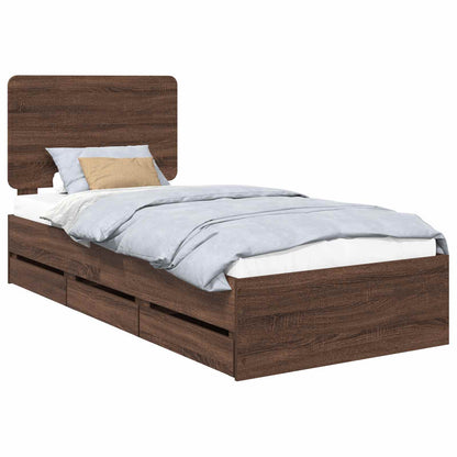 Struttura del letto con cassetto Rovere Marrone 90 x 190 cm