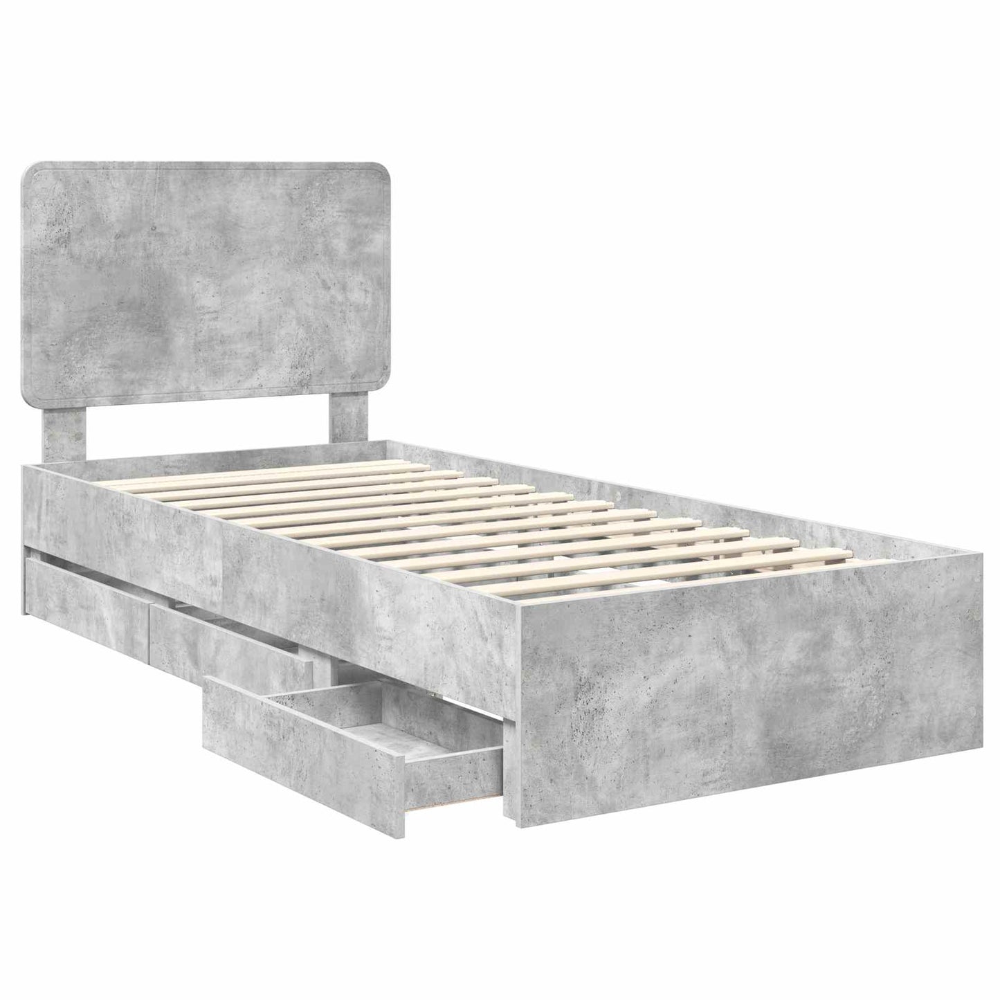 Struttura del letto con cassetto Grigio cemento 90 x 200 cm
