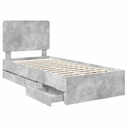 Struttura del letto con cassetto Grigio cemento 90 x 200 cm