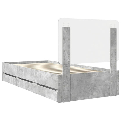 Struttura del letto con cassetto Grigio cemento 90 x 200 cm