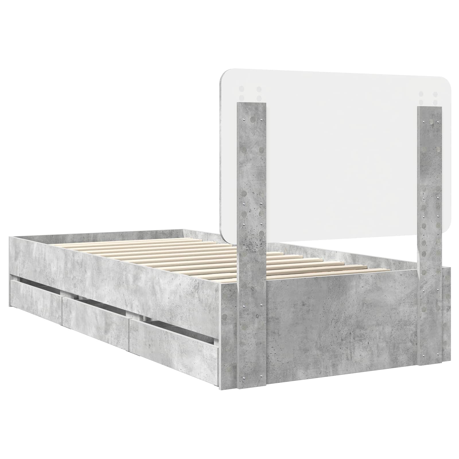 Struttura del letto con cassetto Grigio cemento 90 x 190 cm | homemem39