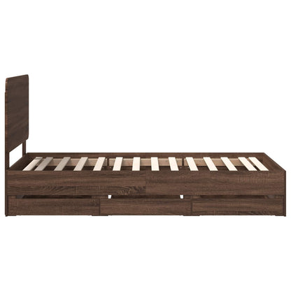 Struttura del letto con cassetto Rovere Marrone 90 x 200 cm