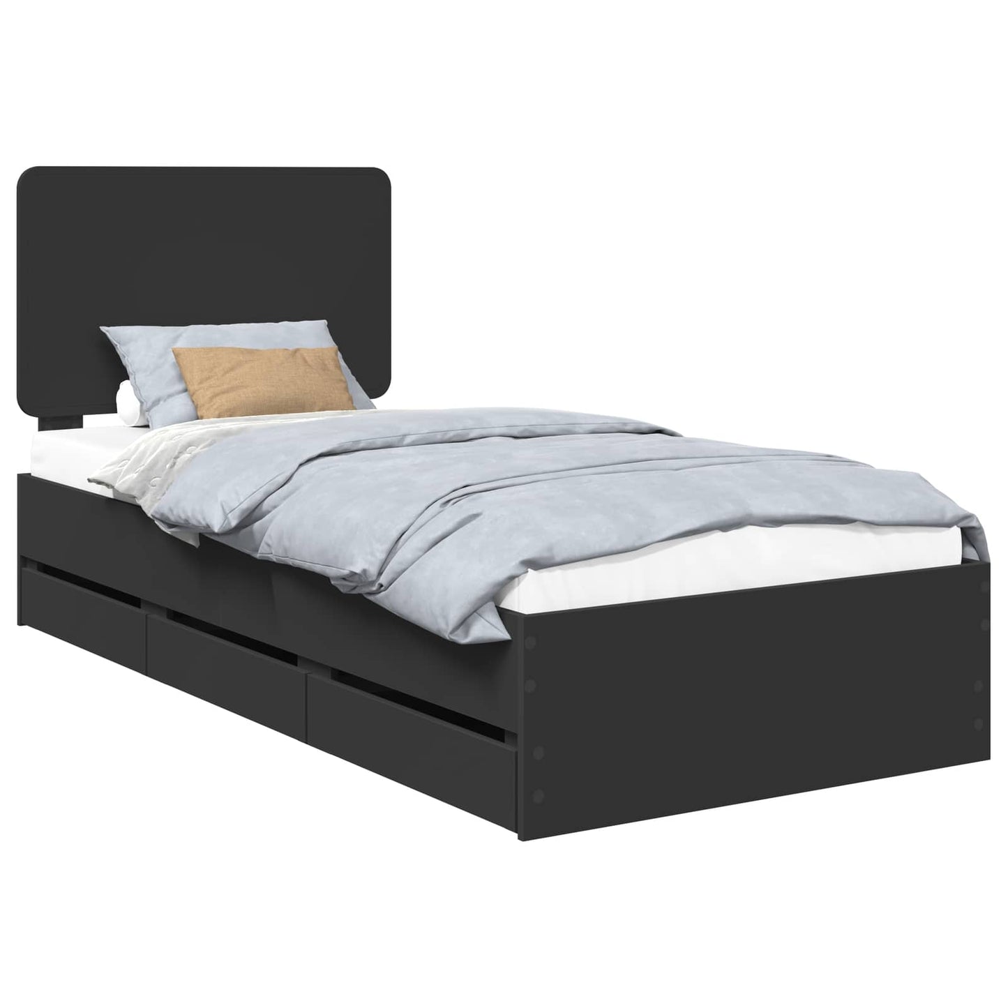 Struttura del letto Nero 75 x 190 cm Legno Ingegnerizzato | homemem39