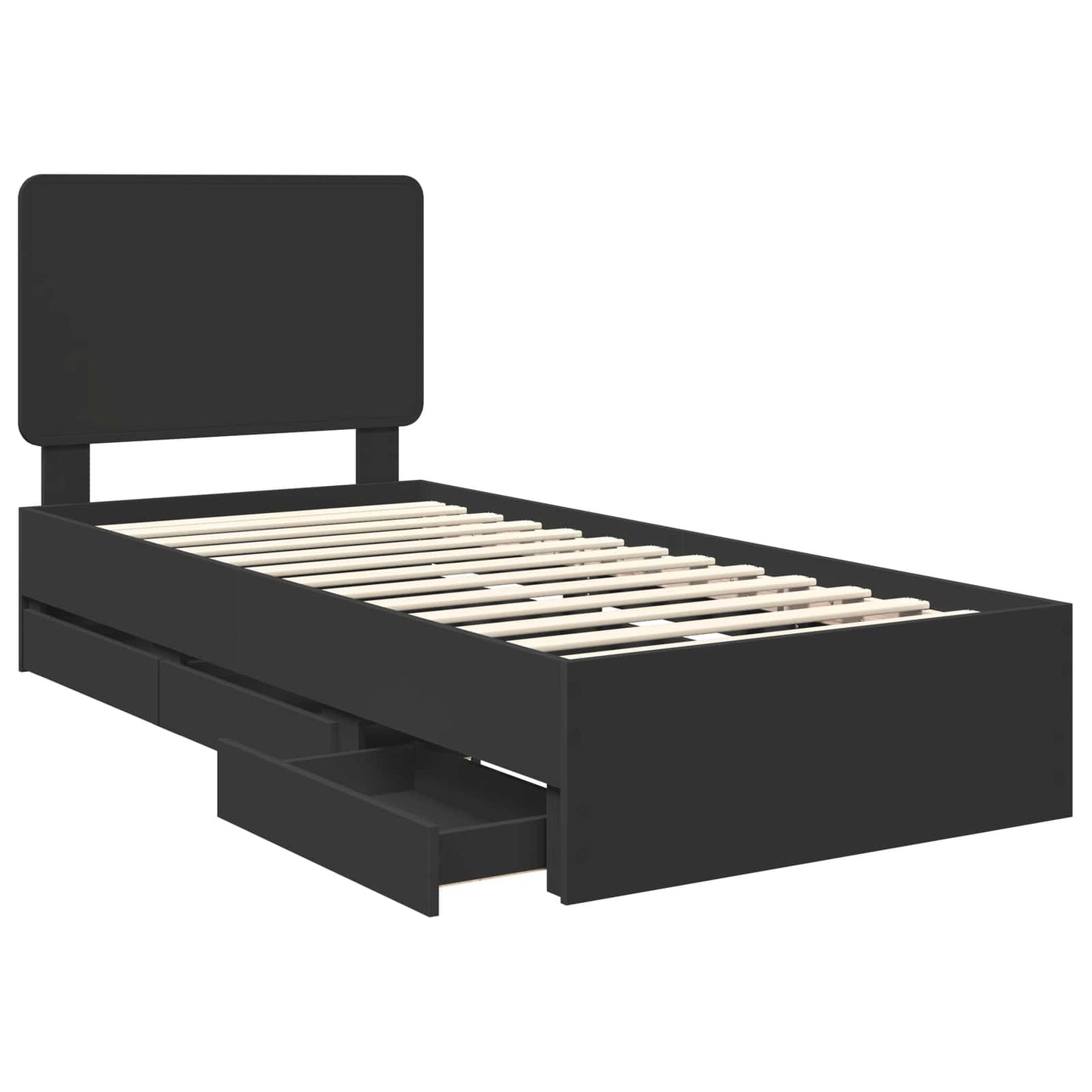 Struttura del letto Nero 75 x 190 cm Legno Ingegnerizzato | homemem39