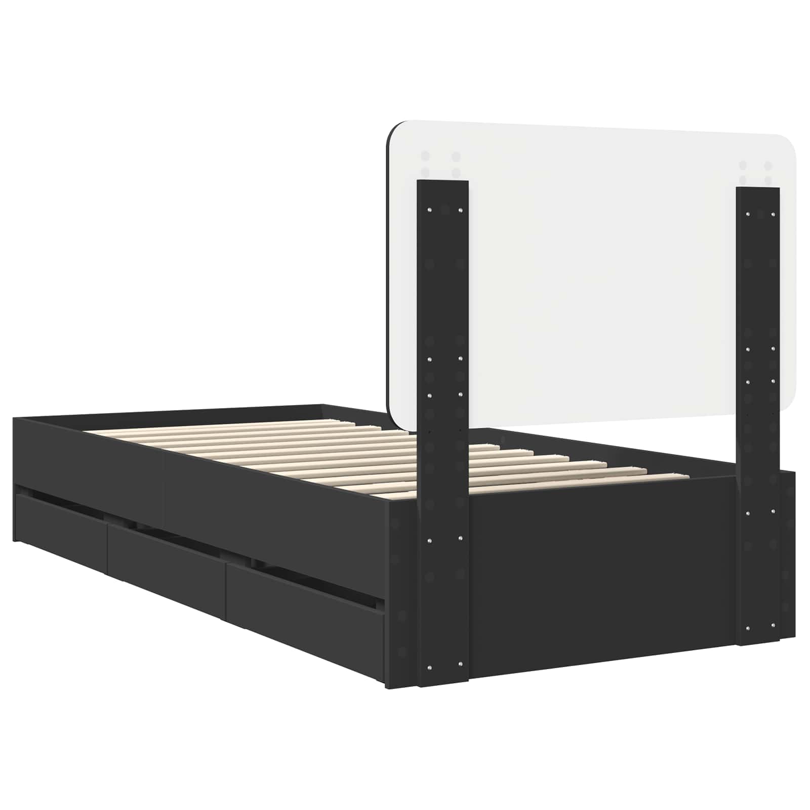 Struttura del letto Nero 75 x 190 cm Legno Ingegnerizzato | homemem39