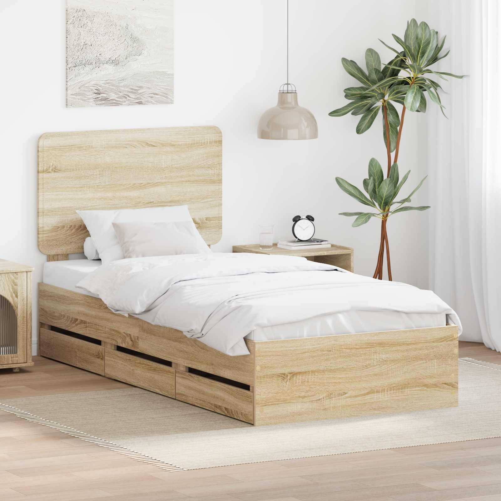 Struttura del letto con cassetto Rovere Sonoma 75 x 190 cm | homemem39