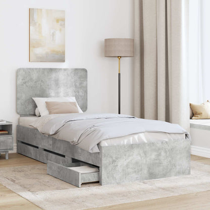 Struttura del letto con cassetto Grigio cemento 75 x 190 cm | homemem39