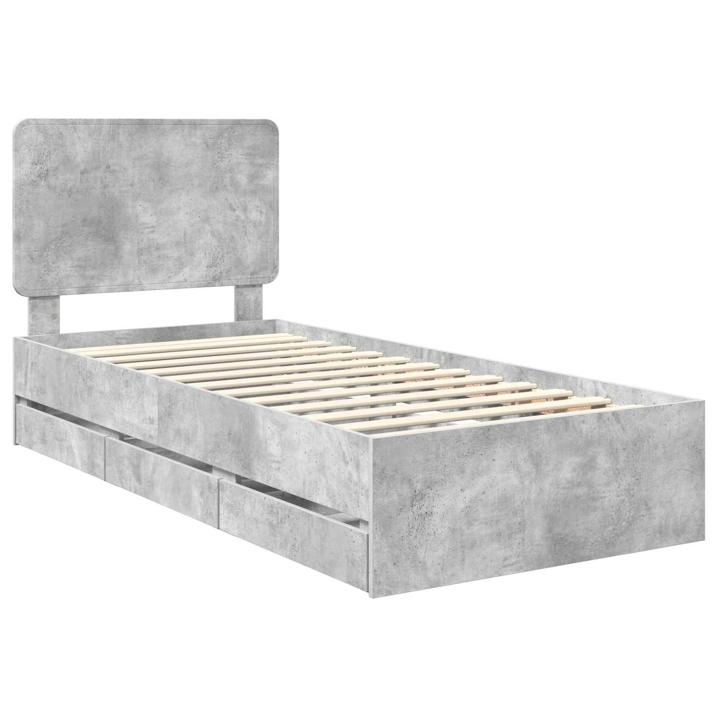 Struttura del letto con cassetto Grigio cemento 75 x 190 cm | homemem39