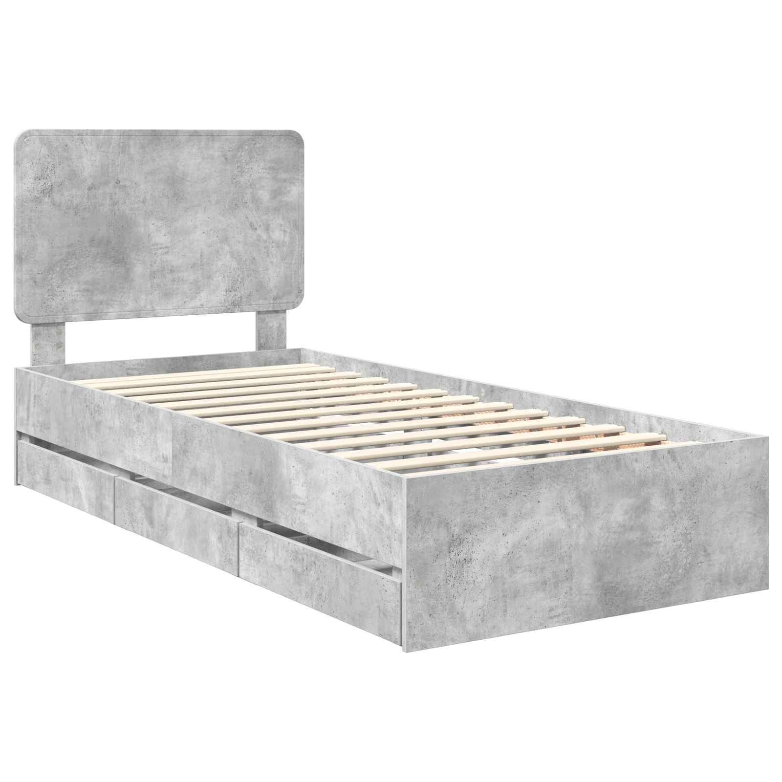 Struttura del letto con cassetto Grigio cemento 75 x 190 cm | homemem39