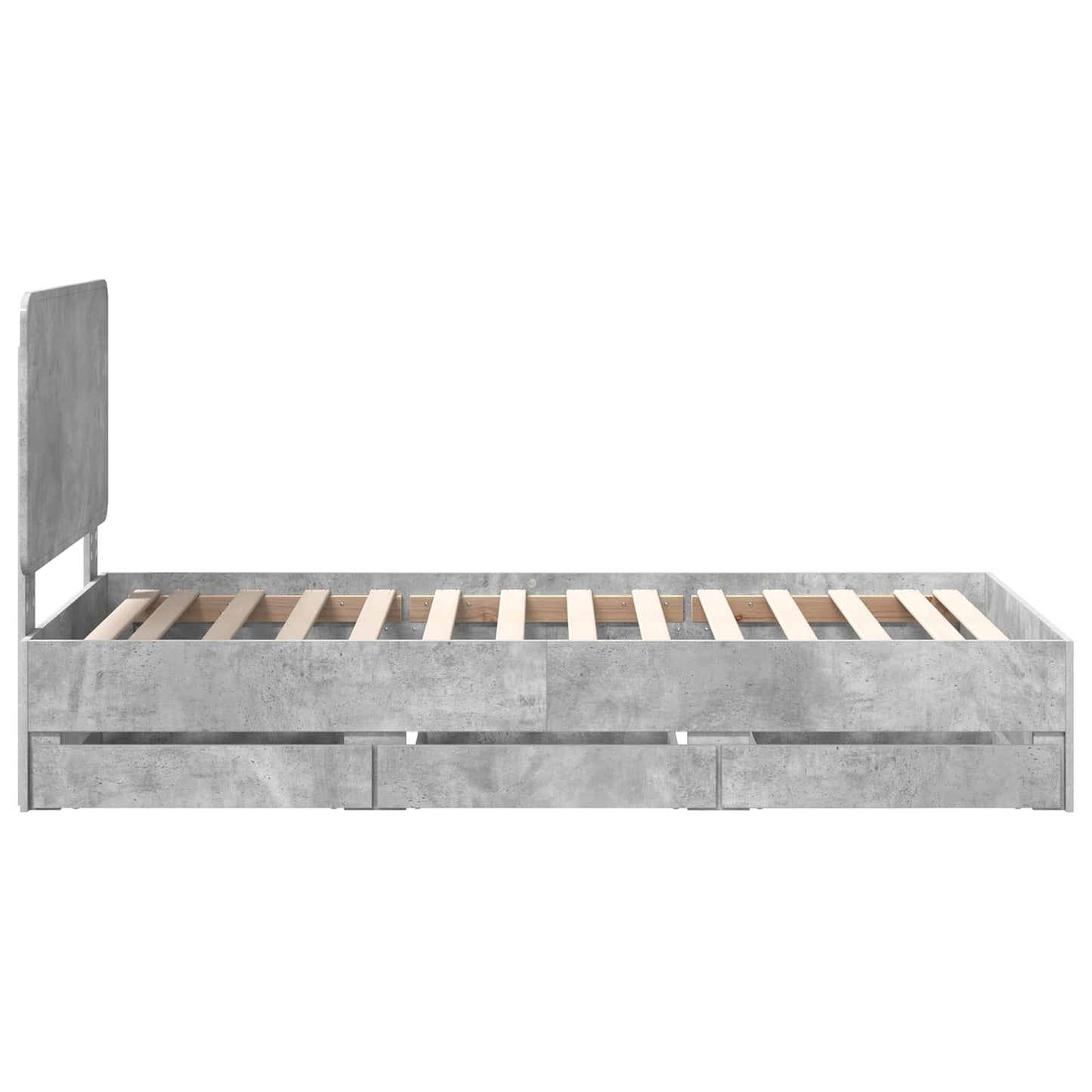 Struttura del letto con cassetto Grigio cemento 75 x 190 cm | homemem39