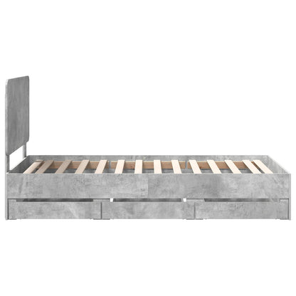 Struttura del letto con cassetto Grigio cemento 75 x 190 cm | homemem39