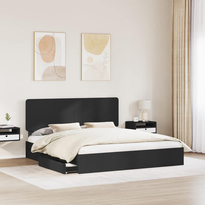 Letto con Contenitore Nero 200 x 200 cm Legno multistrato | homemem39