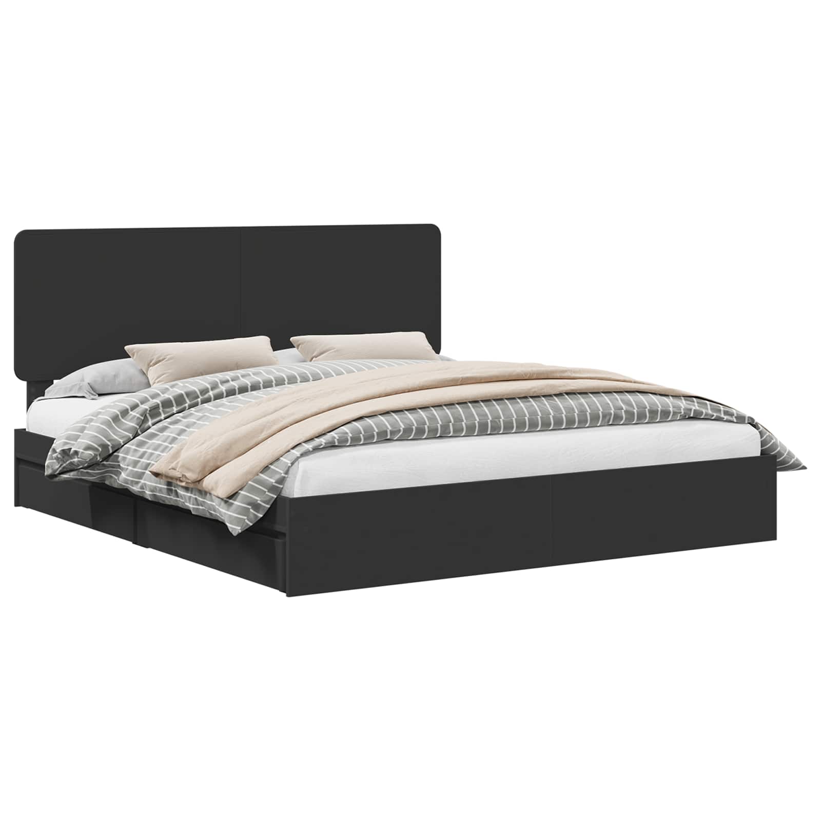 Letto con Contenitore Nero 200 x 200 cm Legno multistrato | homemem39