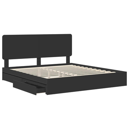 Letto con Contenitore Nero 200 x 200 cm Legno multistrato | homemem39