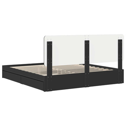 Letto con Contenitore Nero 200 x 200 cm Legno multistrato | homemem39