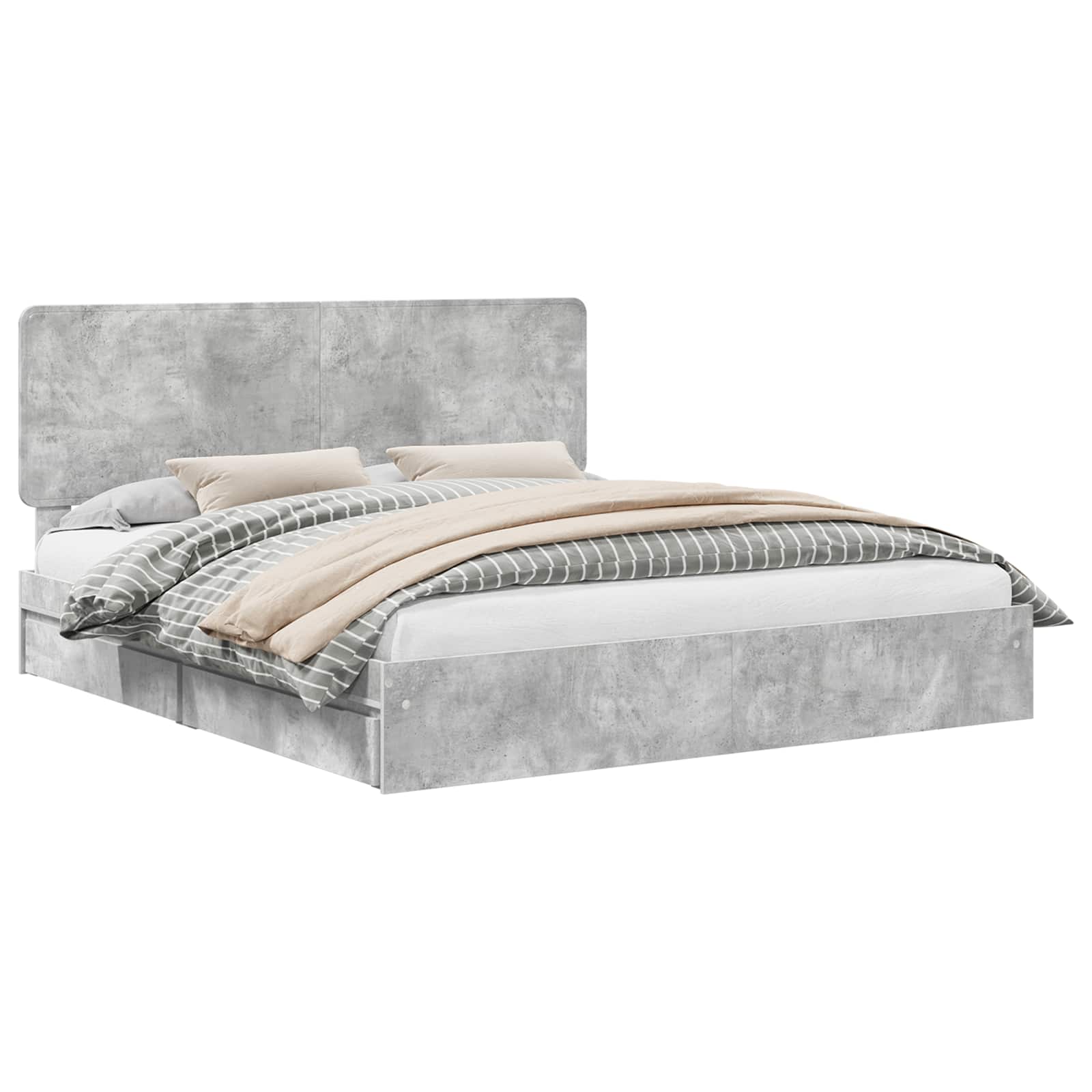 Letto con Contenitore con testiera Grigio cemento 200 x 200 cm | homemem39