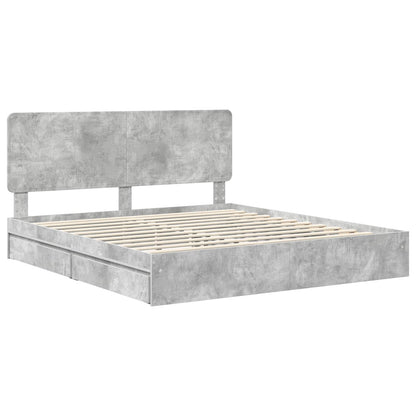 Letto con Contenitore con testiera Grigio cemento 200 x 200 cm | homemem39