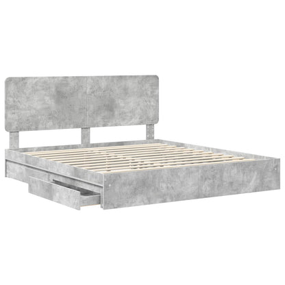 Letto con Contenitore con testiera Grigio cemento 200 x 200 cm | homemem39