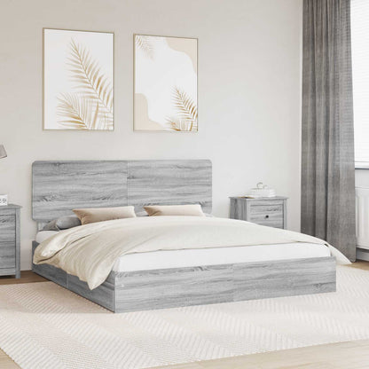 Letto con Contenitore con testiera Grigio Sonoma 200 x 200 cm | homemem39
