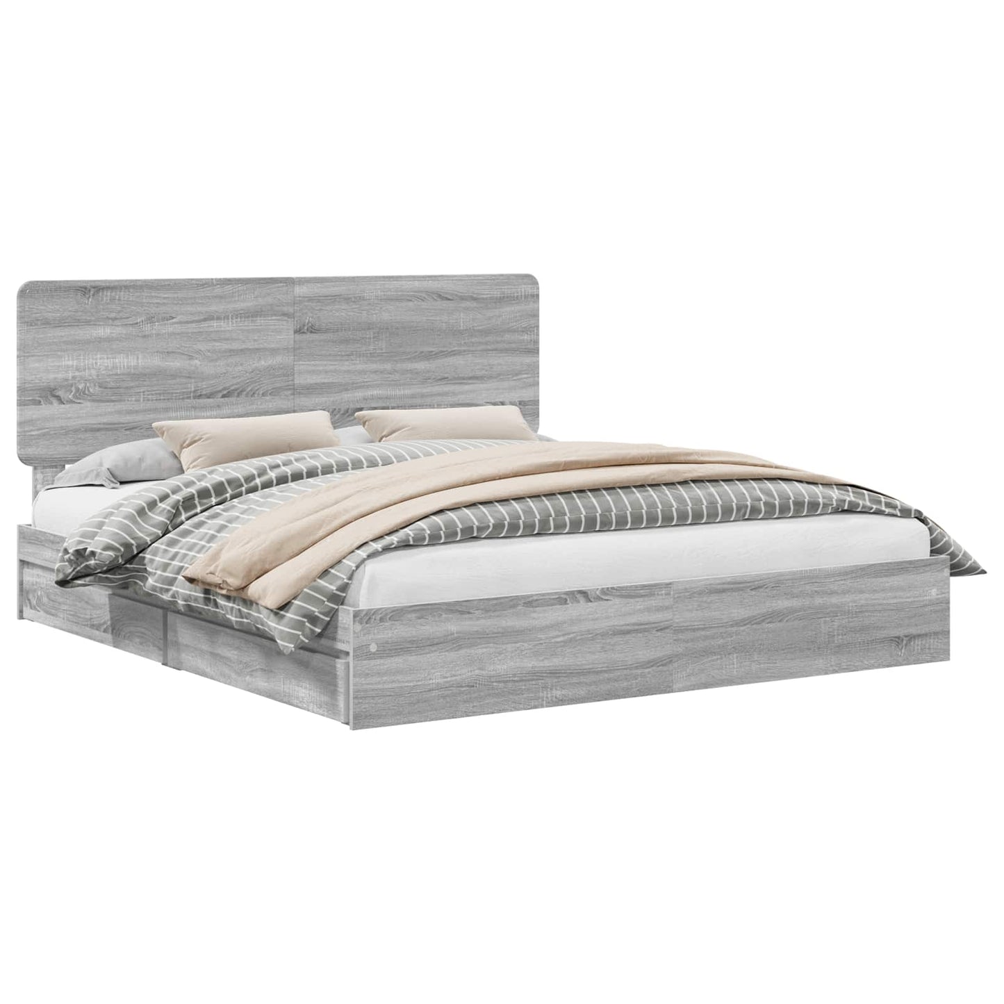 Letto con Contenitore con testiera Grigio Sonoma 200 x 200 cm | homemem39