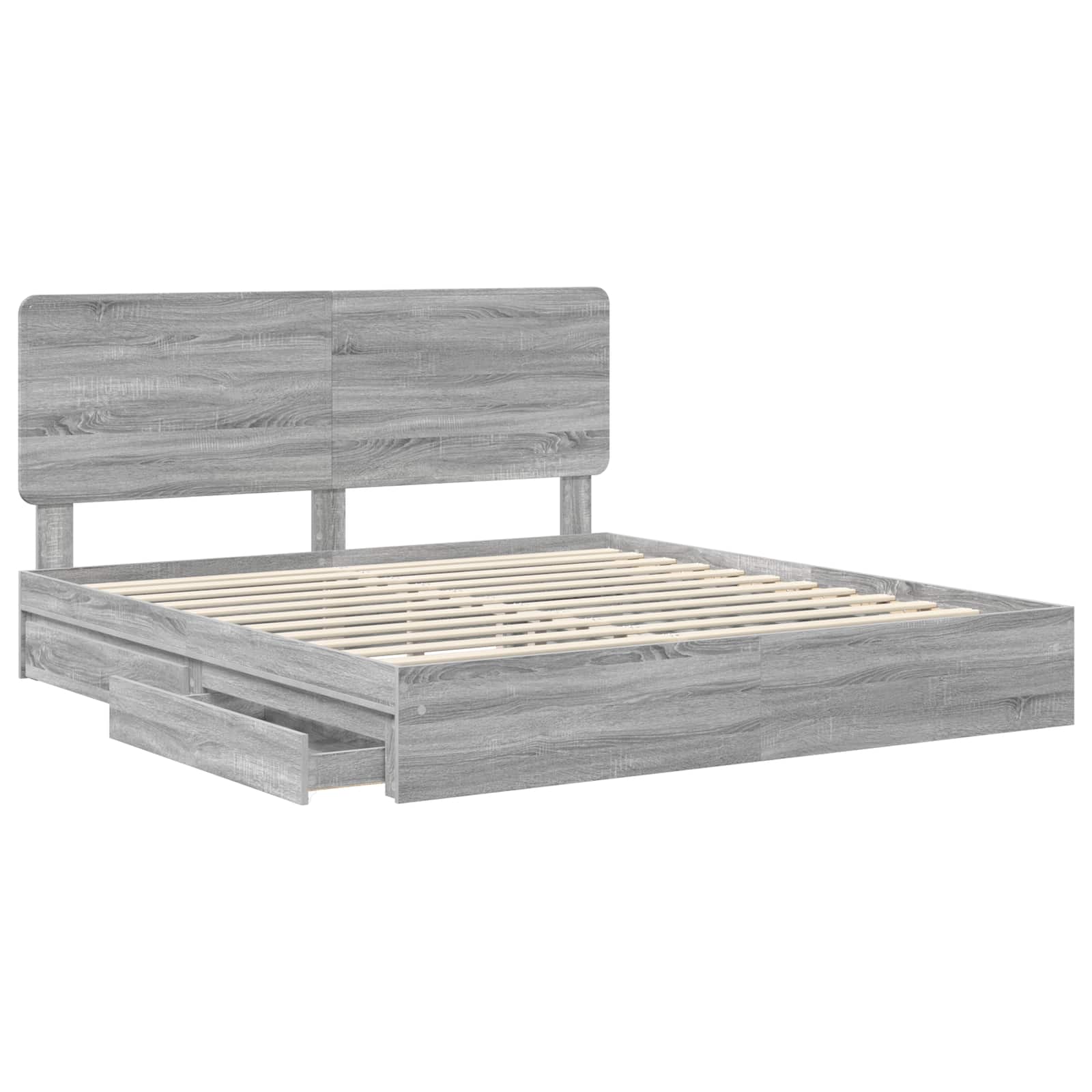 Letto con Contenitore con testiera Grigio Sonoma 200 x 200 cm | homemem39