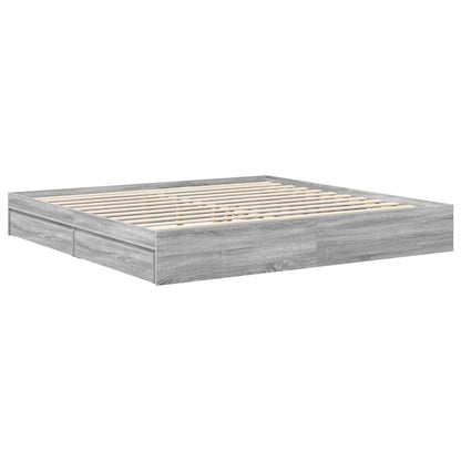 Letto con Contenitore con testiera Grigio Sonoma 200 x 200 cm | homemem39