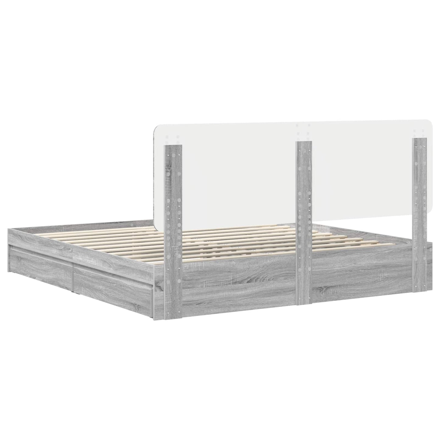 Letto con Contenitore con testiera Grigio Sonoma 200 x 200 cm | homemem39