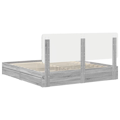 Letto con Contenitore con testiera Grigio Sonoma 200 x 200 cm | homemem39