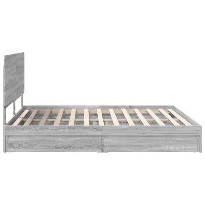 Letto con Contenitore con testiera Grigio Sonoma 200 x 200 cm | homemem39
