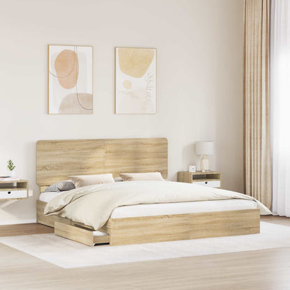 Letto con Contenitore con testiera Rovere Sonoma 180 x 200 cm | homemem39