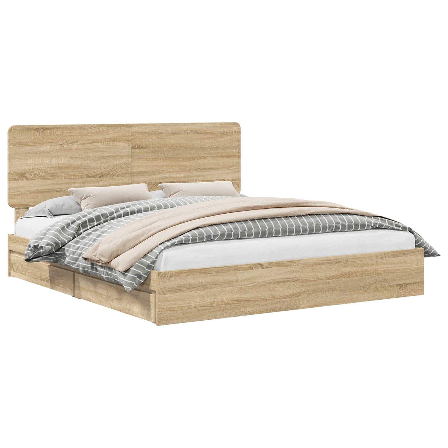 Letto con Contenitore con testiera Rovere Sonoma 180 x 200 cm | homemem39