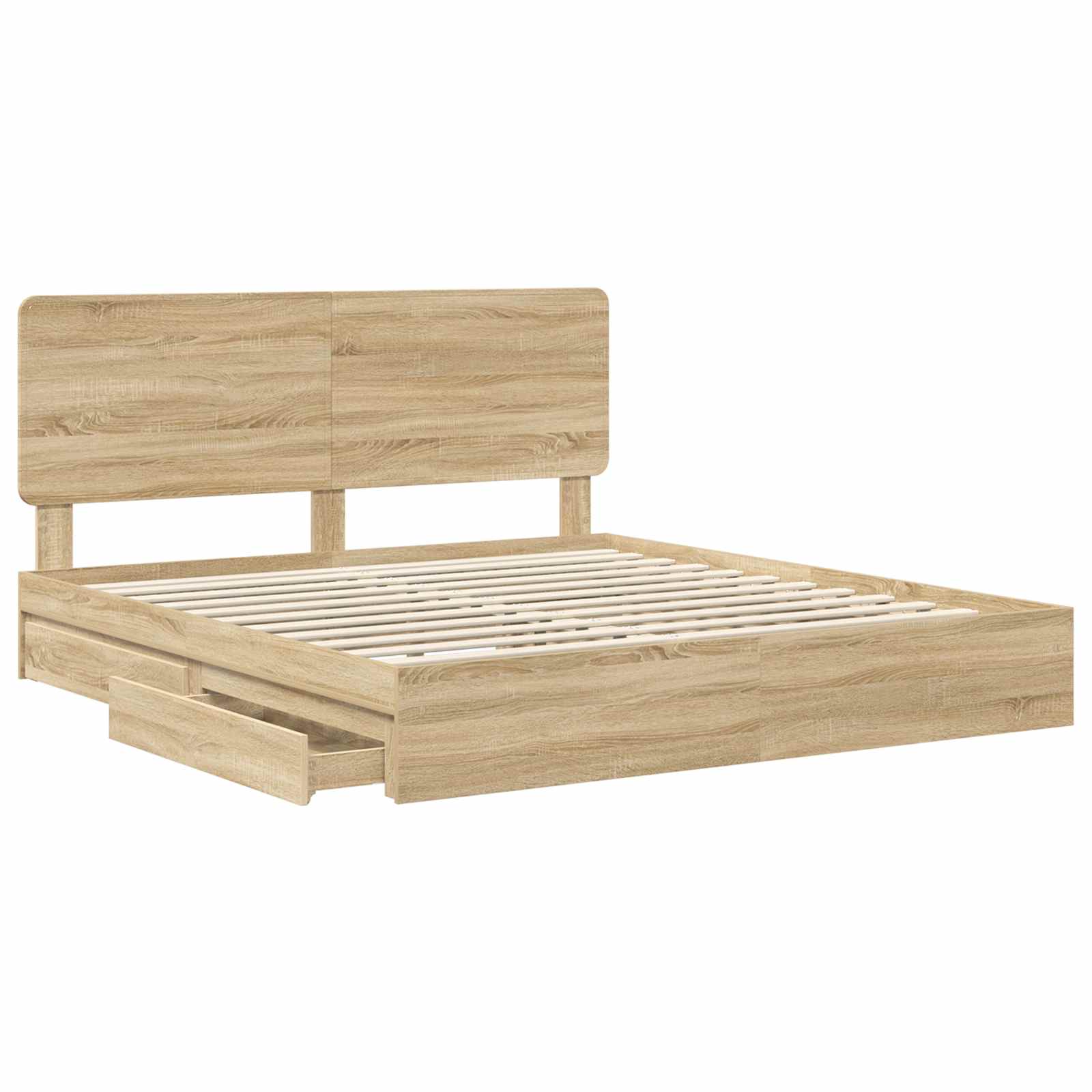 Letto con Contenitore con testiera Rovere Sonoma 180 x 200 cm | homemem39