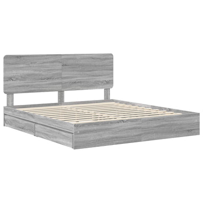 Letto con Contenitore con testiera Grigio Sonoma 180 x 200 cm | homemem39