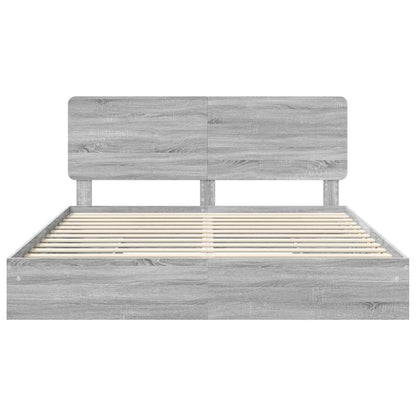 Letto con Contenitore con testiera Grigio Sonoma 180 x 200 cm | homemem39